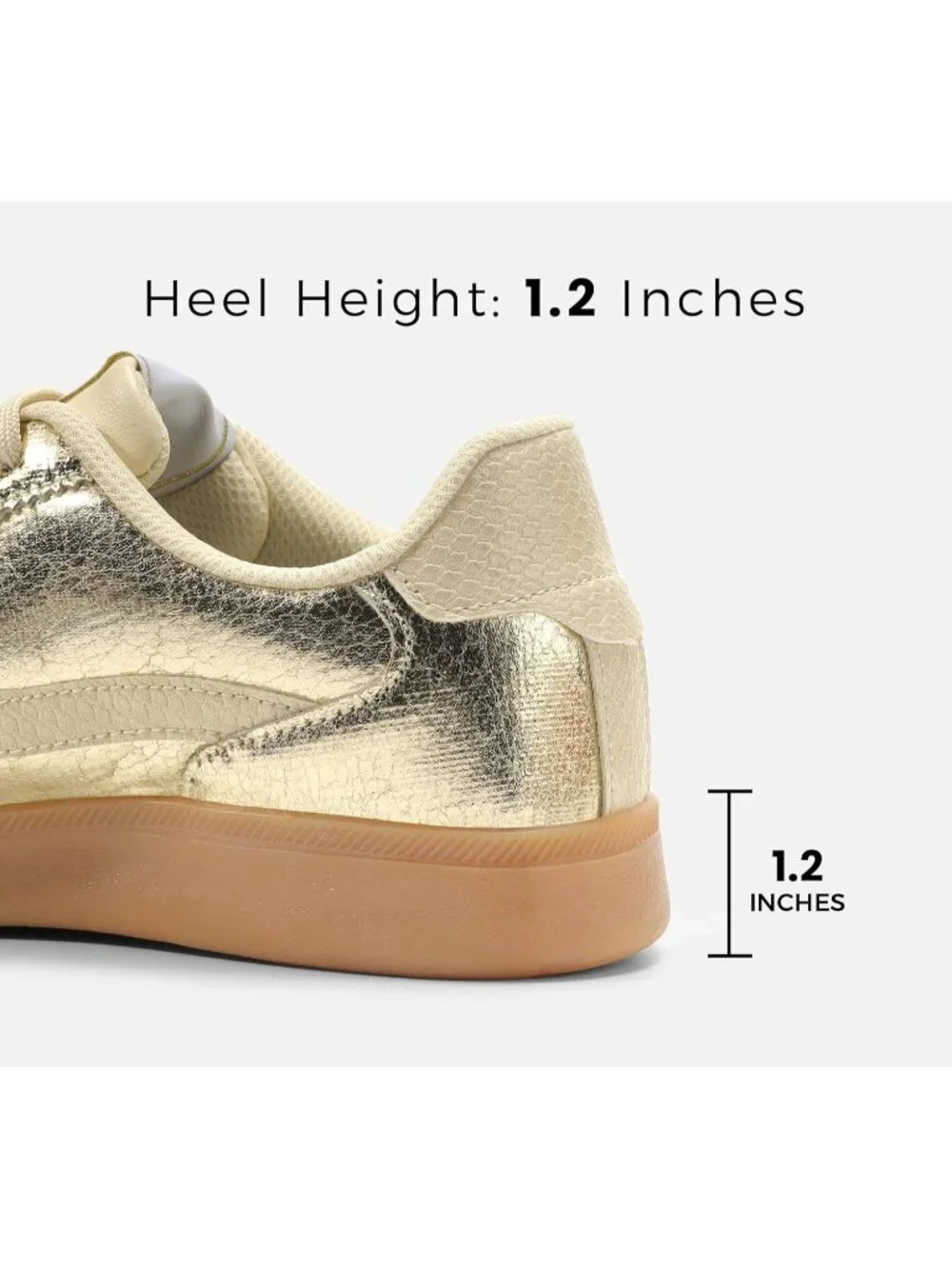 Women's Gold Classic Fashion Casual Skate No Slip Lace Up Walking Sneakers Shoes